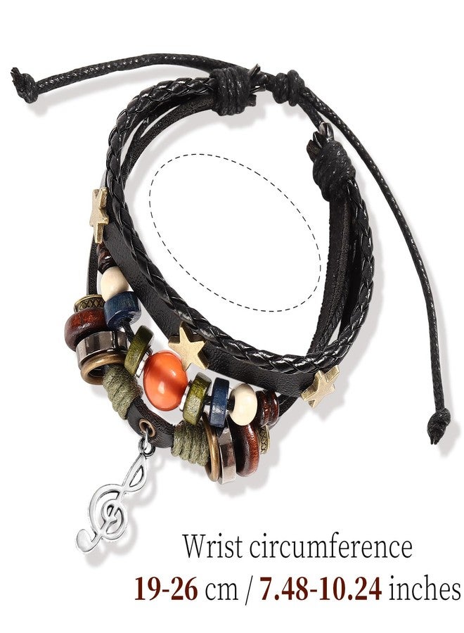 JOLYEAK Fairy Grunge Bracelet,Leather Music Bracelet,Punk Bohemian Bracelets,Hippie Aesthetic Cuff Wrap Leather Bracelets for Women Men - Image 2
